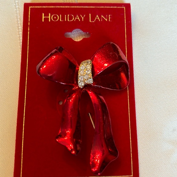Holiday Lane Red Bow Brooch - Picture 1 of 3